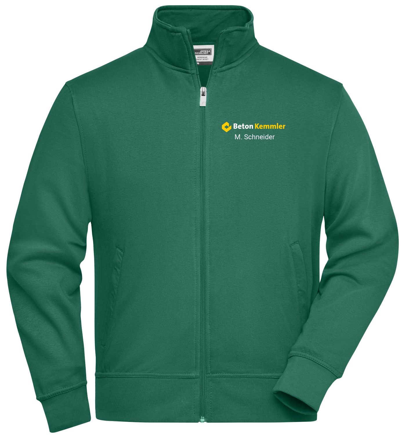821628 - Workwear Sweat Jacke
inkl. Brustdruck Kemmler & Name